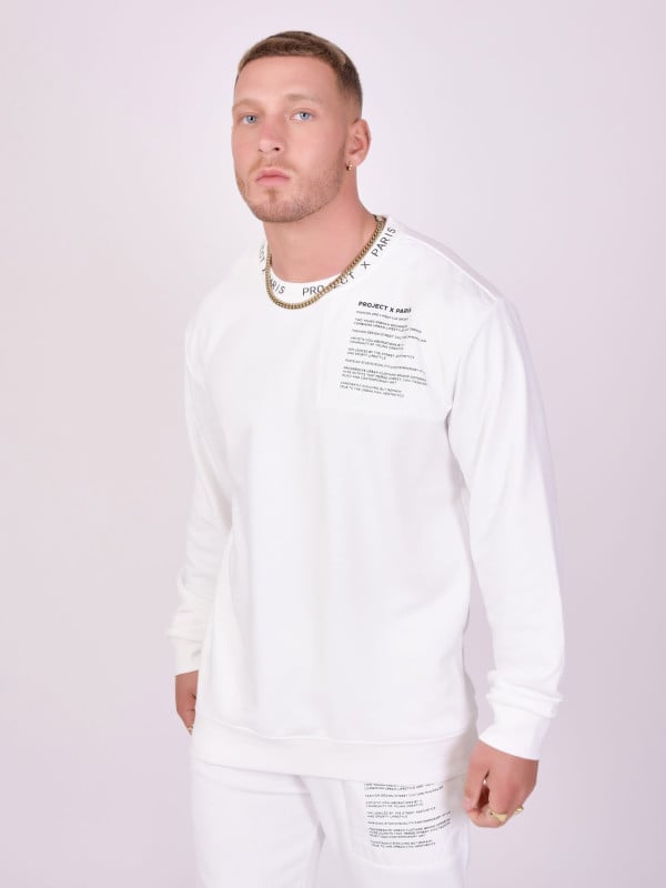 project x paris Sweat col rond empiècement et message texte