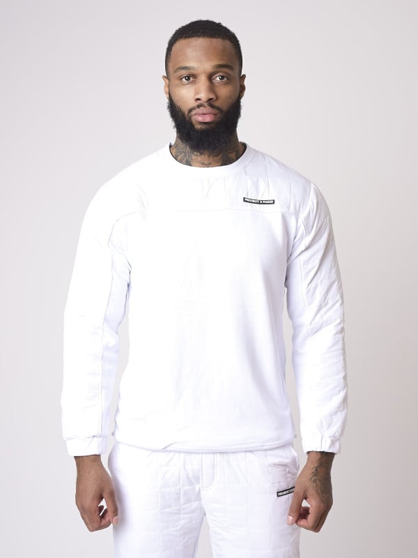 project x paris Sweat col rond empiècement nylon matelassé carré