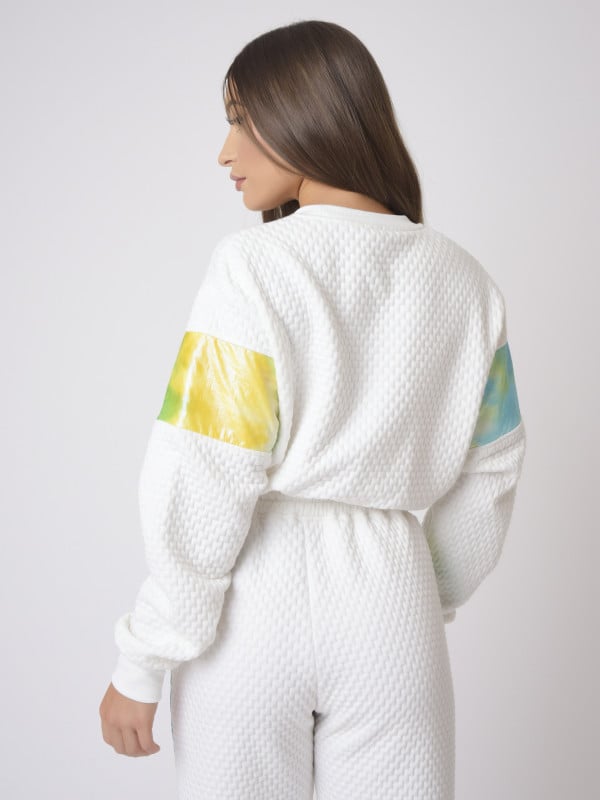 Project X Paris Sweat Crop Texture Relief Et Bande Dégradé