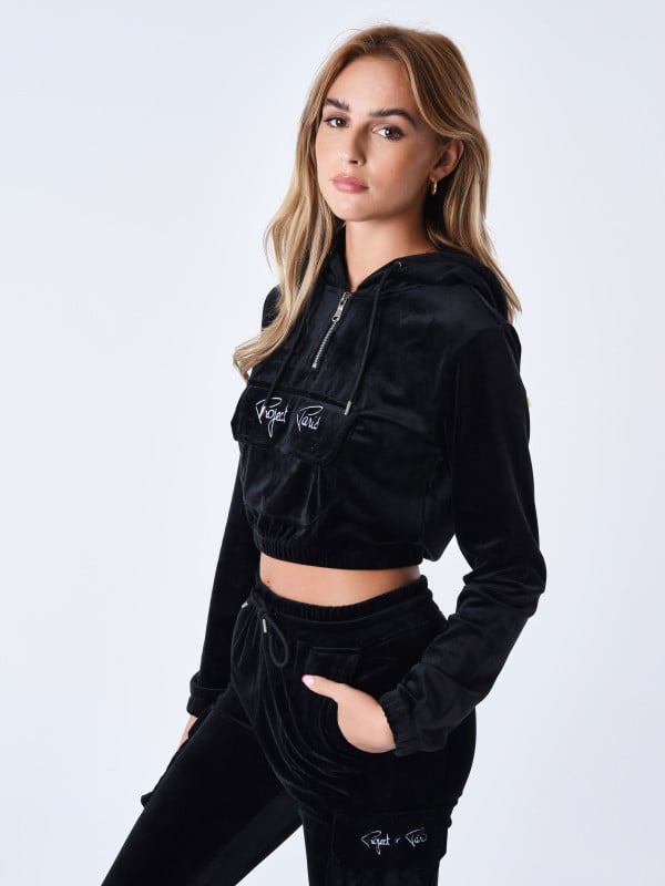 Project X Paris Sweat Velours Court à Capuche Signature