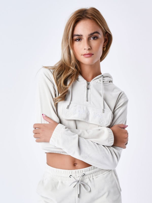 project x paris Sweat velours court à capuche signature