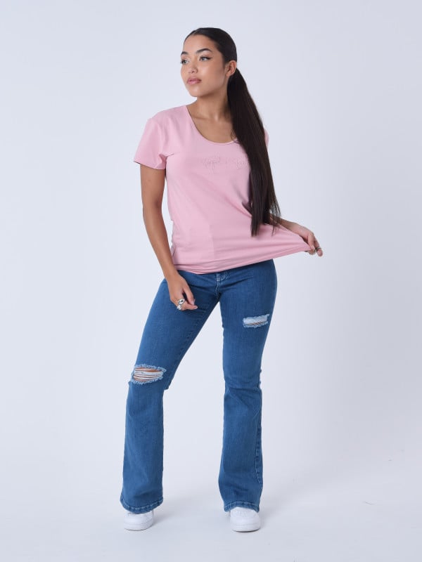 Project X Paris T-shirt Basic Broderie Logo Ton Sur Ton