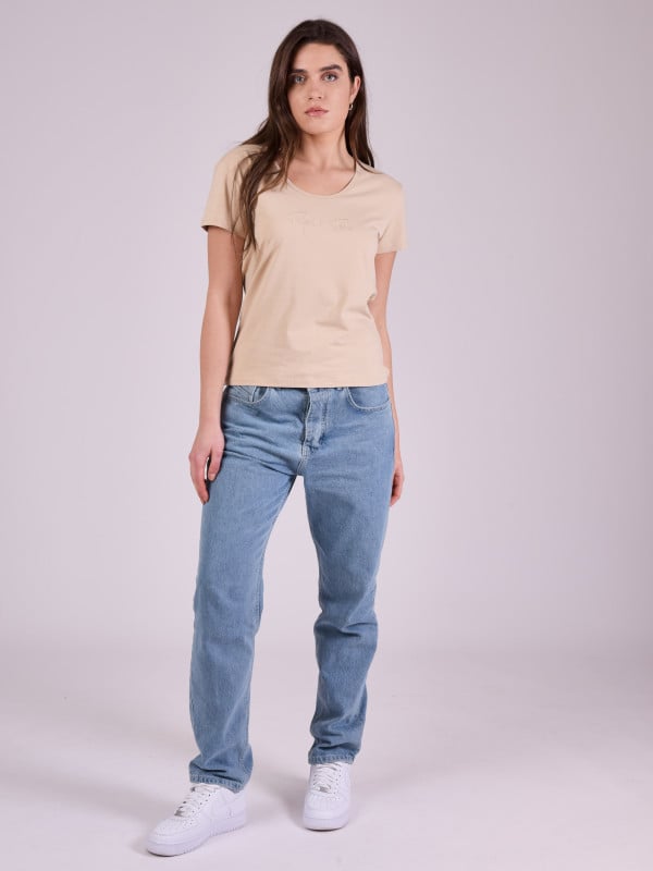 Project X Paris T-shirt Basic Broderie Logo Ton Sur Ton