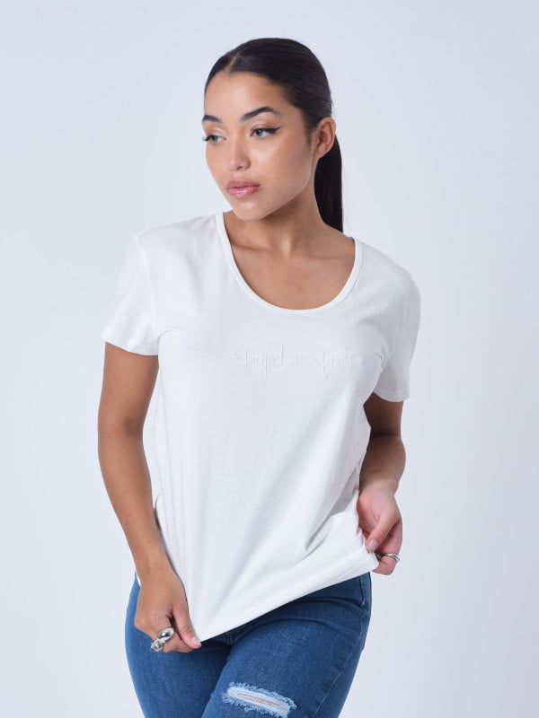 Project X Paris T-shirt Basic Broderie Logo Ton Sur Ton