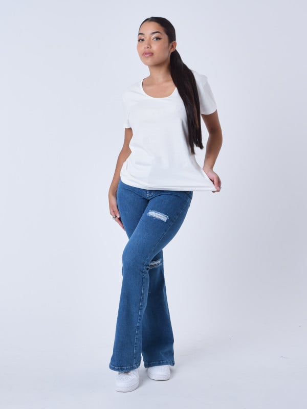 Project X Paris T-shirt Basic Broderie Logo Ton Sur Ton