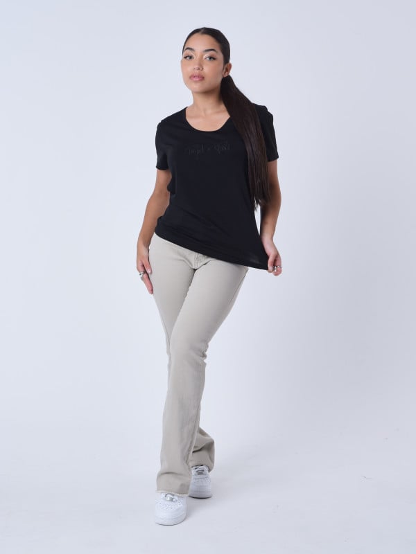 Project X Paris T-shirt Basic Broderie Logo Ton Sur Ton