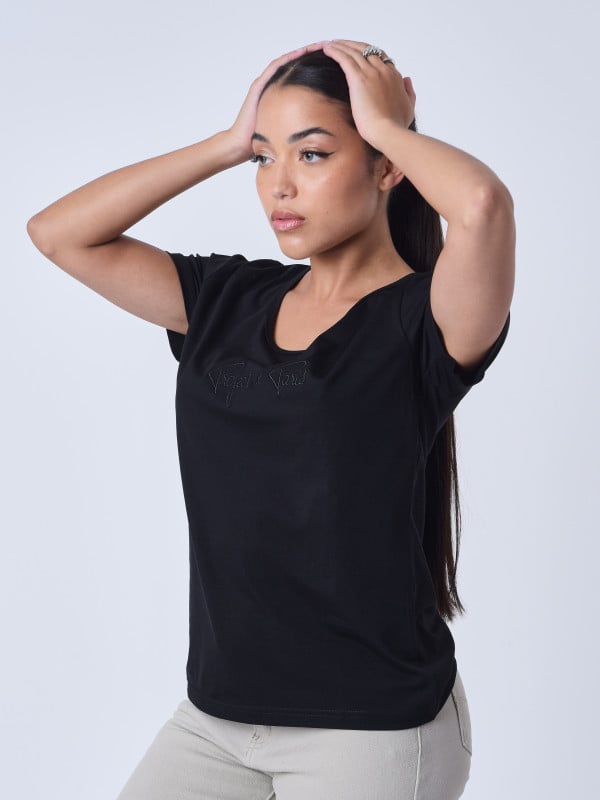 Project X Paris T-shirt Basic Broderie Logo Ton Sur Ton