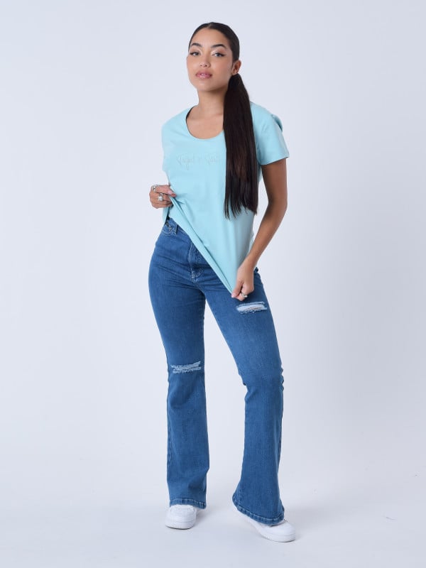 Project X Paris T-shirt Basic Broderie Logo Ton Sur Ton