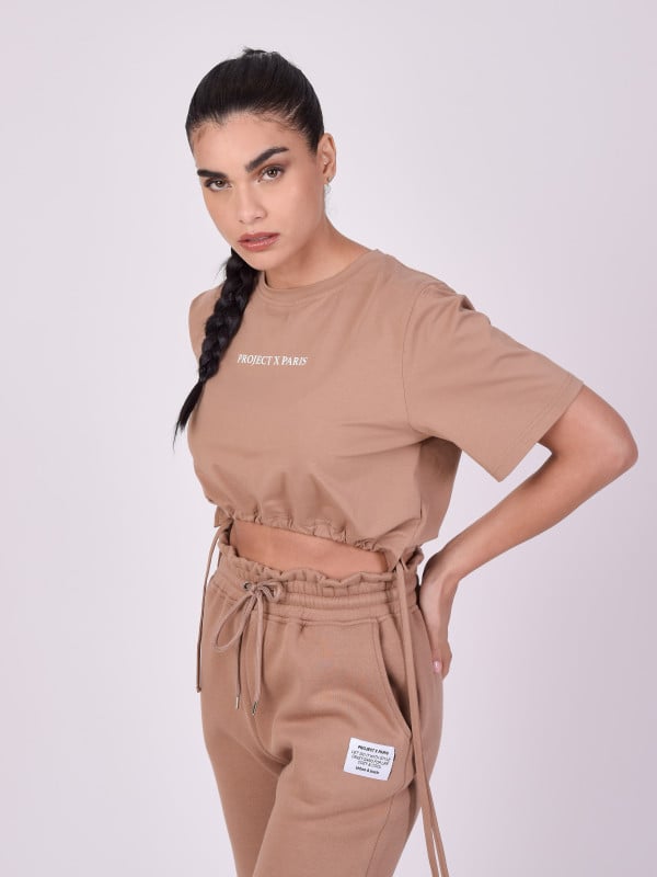 Project X Paris T-shirt Crop Avec Cordon De Serrage