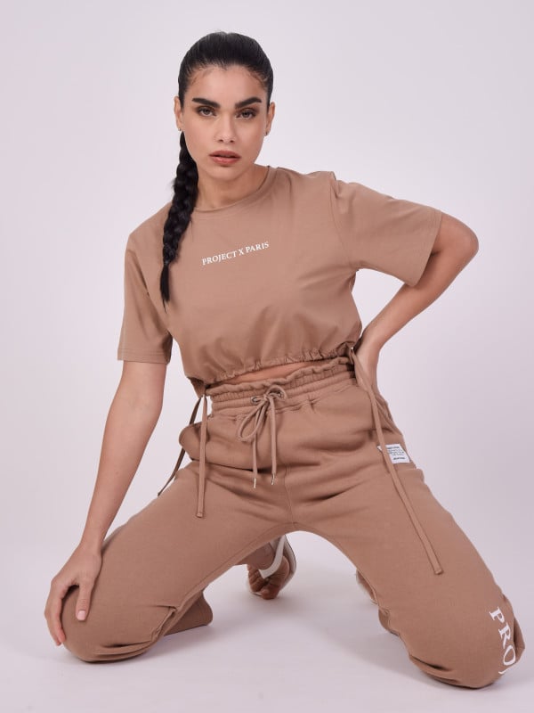 project x paris T-shirt crop avec cordon de serrage