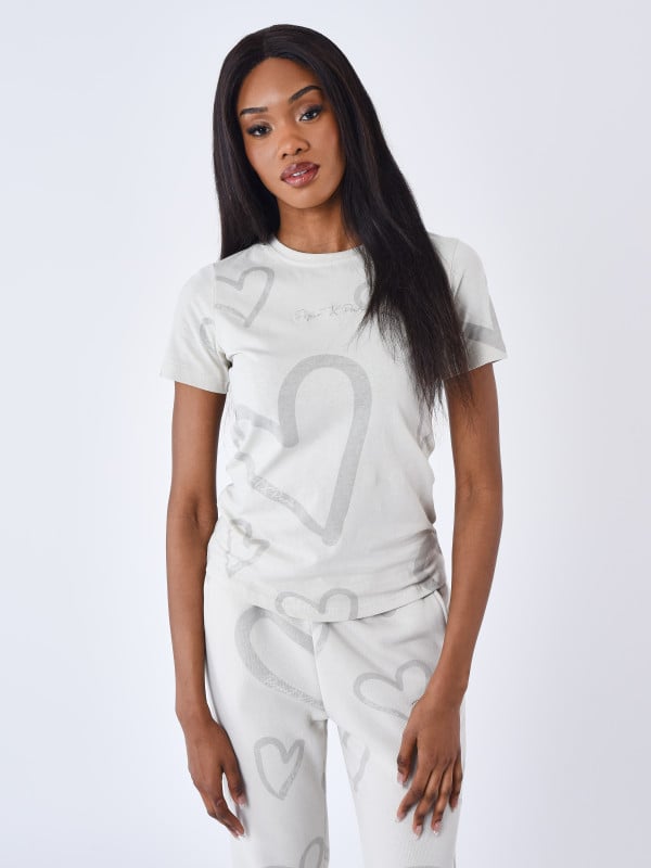Project X Paris T-shirt Manches Courtes All Over Cœur
