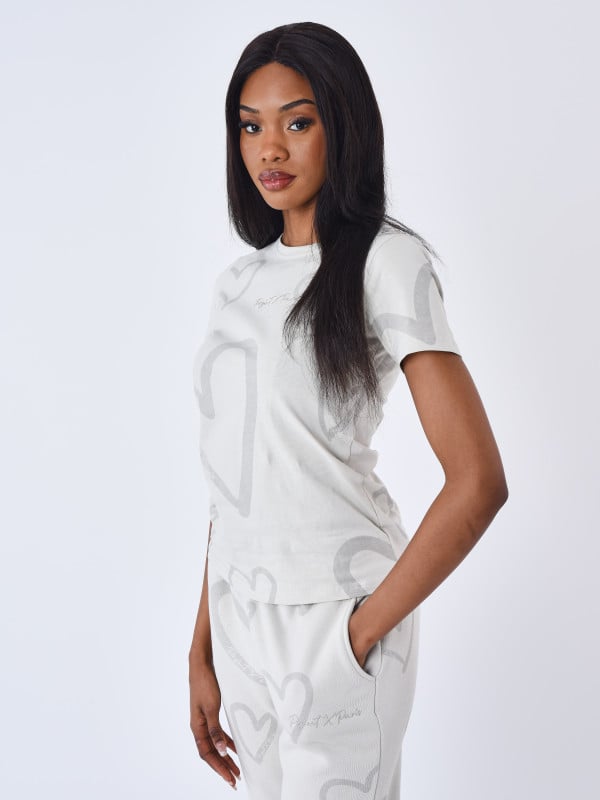 Project X Paris T-shirt Manches Courtes All Over Cœur