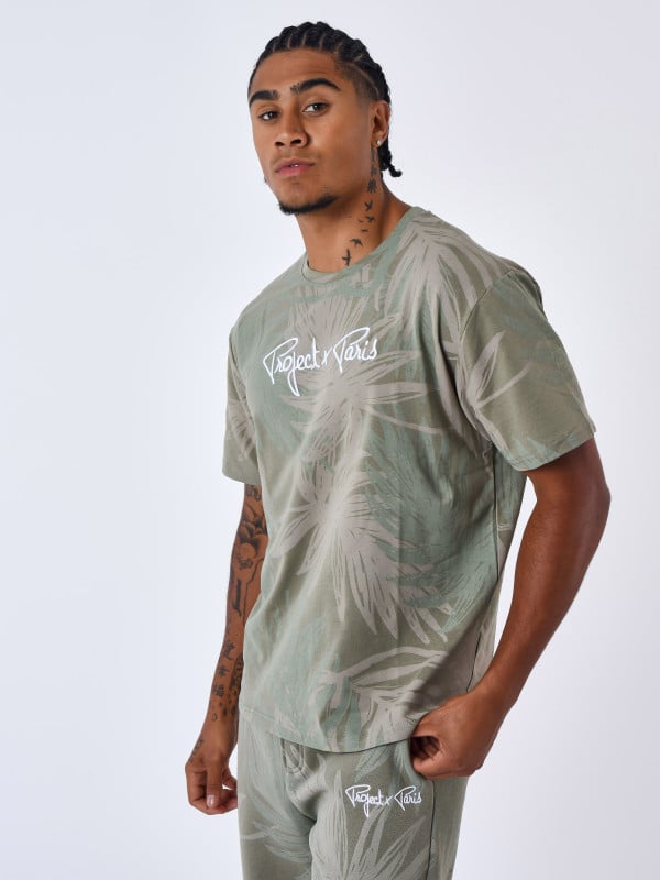 Project X Paris T-shirt Motif All Over Feuilles De Palmier