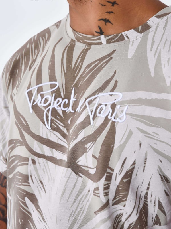 Project X Paris T-shirt Motif All Over Feuilles De Palmier