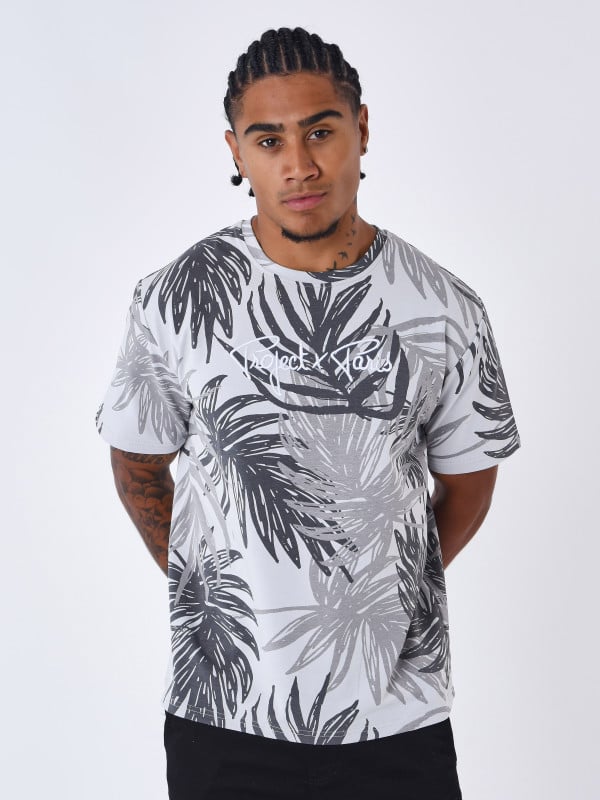 project x paris T-shirt motif all over feuilles de palmier