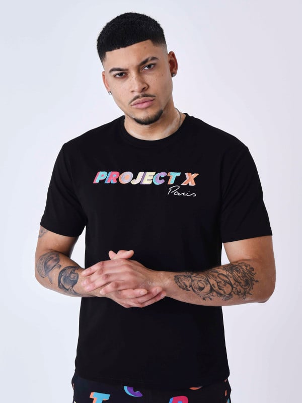 Project X Paris T-shirt Oversize Logo Broderie Multicolores