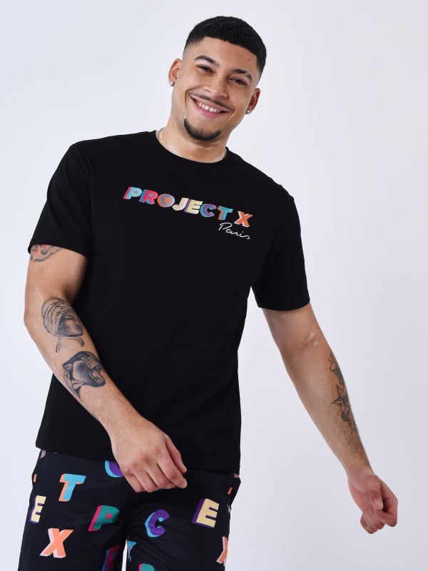 project x paris T-shirt oversize Logo broderie multicolores