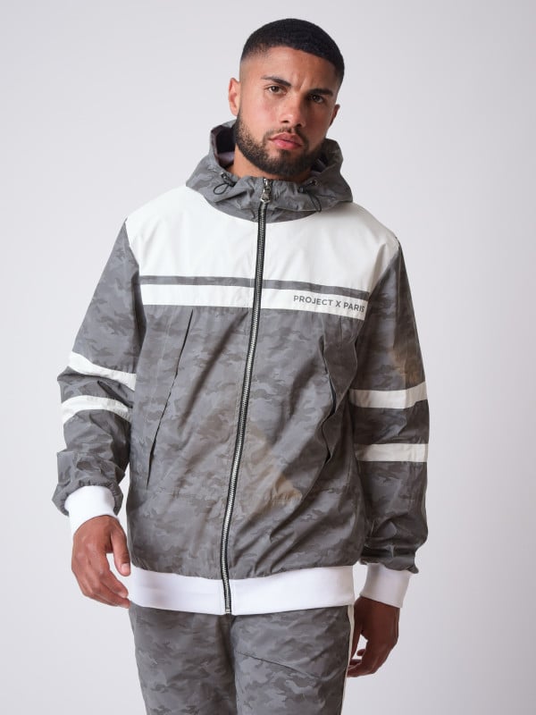 project x paris Veste à capuche bi-matière réfléchissante avec motif camouflage "CAMO REFLECT"