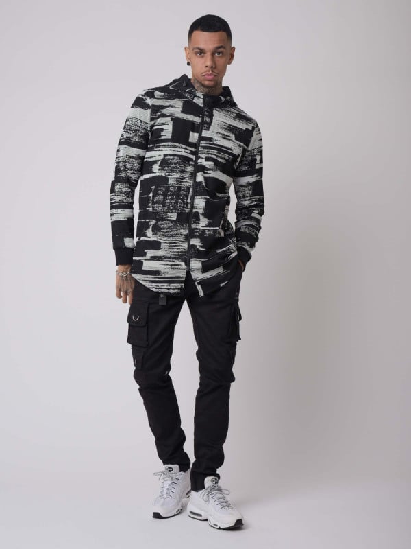 Project X Paris Veste Longue Motif Graphique Noir Et Blanc