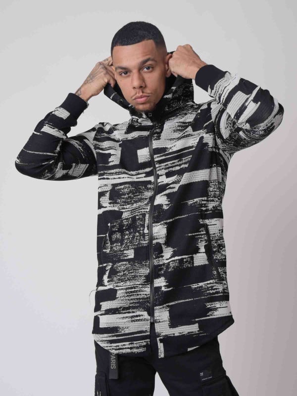 project x paris Veste longue motif graphique noir et blanc