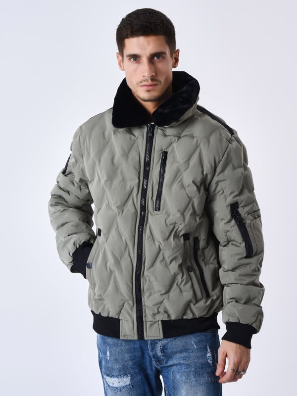 Project X Paris Veste Matelassée Col Aviateur Fourrure