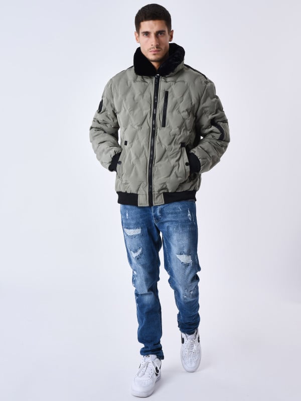 Project X Paris Veste Matelassée Col Aviateur Fourrure