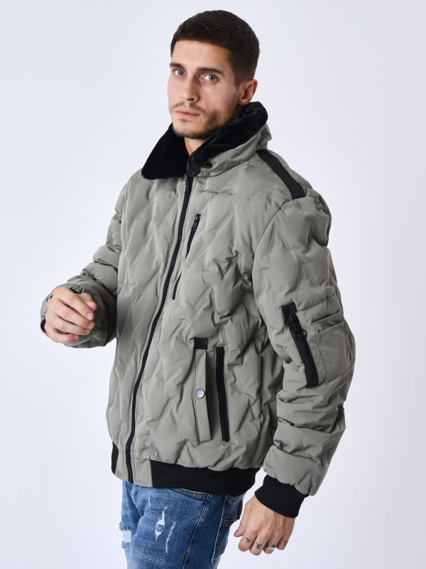 Project X Paris Veste Matelassée Col Aviateur Fourrure