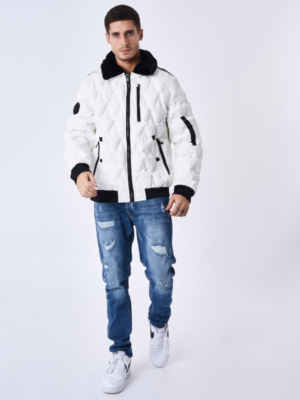 Project X Paris Veste Matelassée Col Aviateur Fourrure
