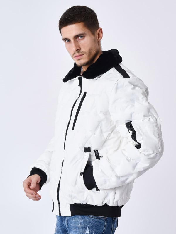 Project X Paris Veste Matelassée Col Aviateur Fourrure