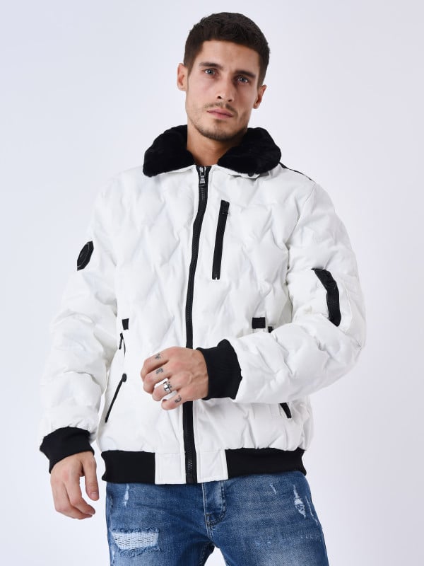 project x paris Veste matelassée col aviateur fourrure