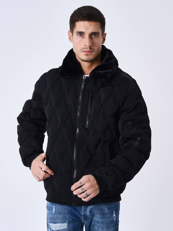 Project X Paris Veste Matelassée Col Aviateur Fourrure