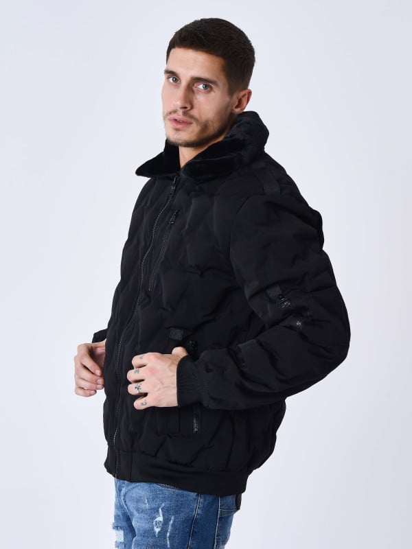 Project X Paris Veste Matelassée Col Aviateur Fourrure