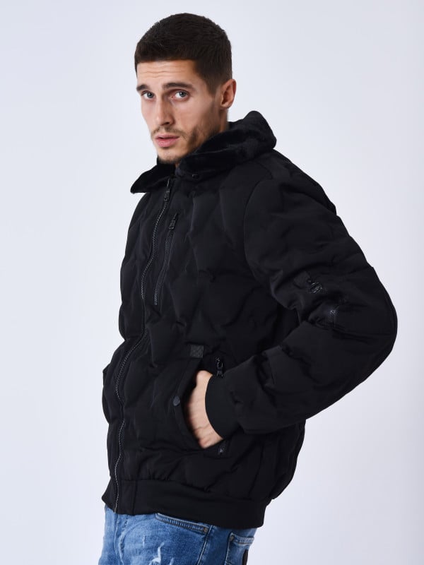 project x paris Veste matelassée col aviateur fourrure