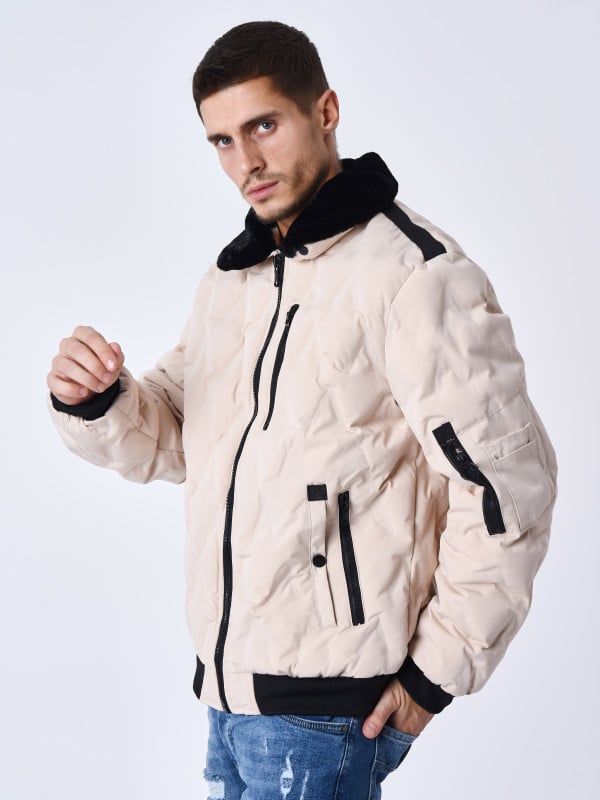Project X Paris Veste Matelassée Col Aviateur Fourrure