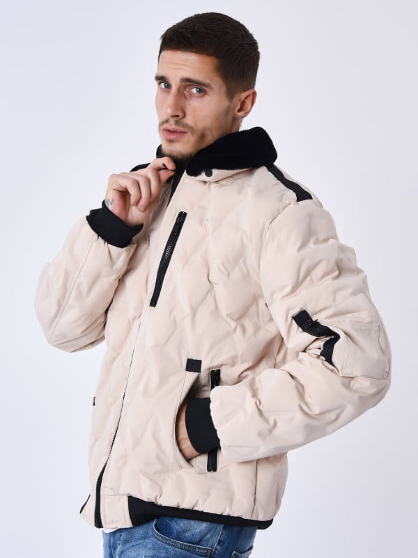 project x paris Veste matelassée col aviateur fourrure