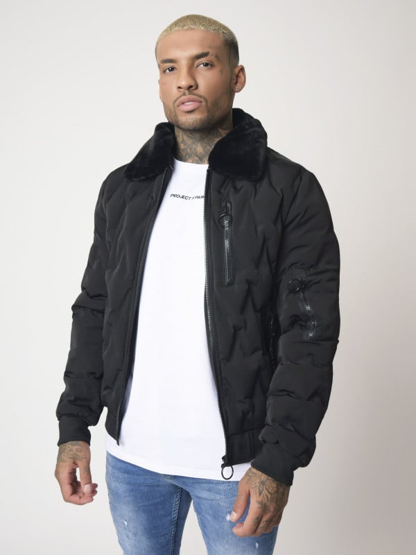 Project X Paris Veste Matelassée Col Aviateur Fourrure
