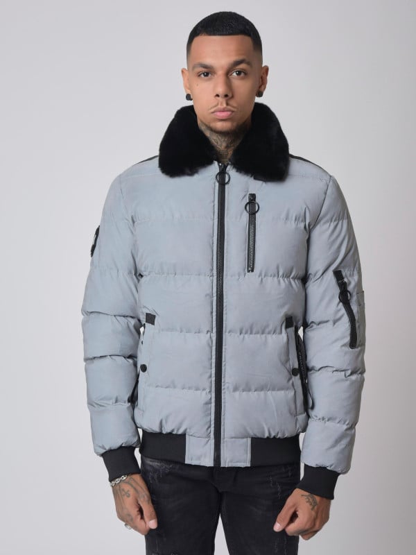 project x paris Veste matelassée col aviateur fourrure