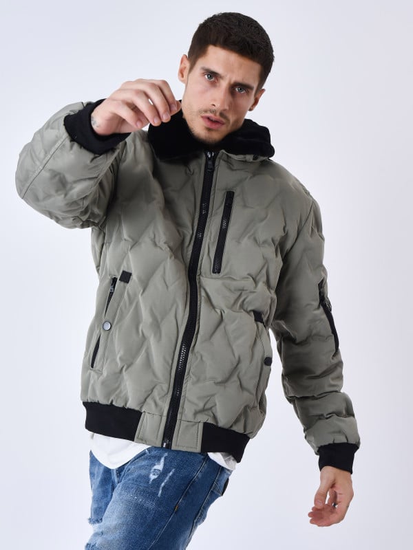 project x paris Veste matelassée col aviateur fourrure