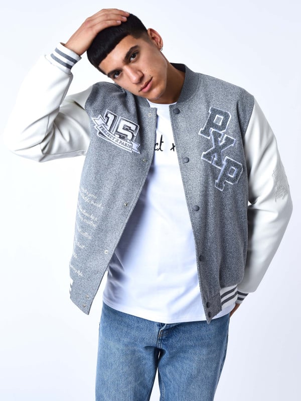 project x paris Veste oversize style universitaire avec écusson brodés