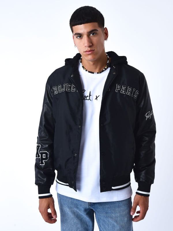project x paris Veste oversize style universitaire avec écusson brodés