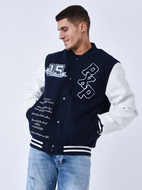 project x paris Veste oversize style universitaire avec écusson brodés