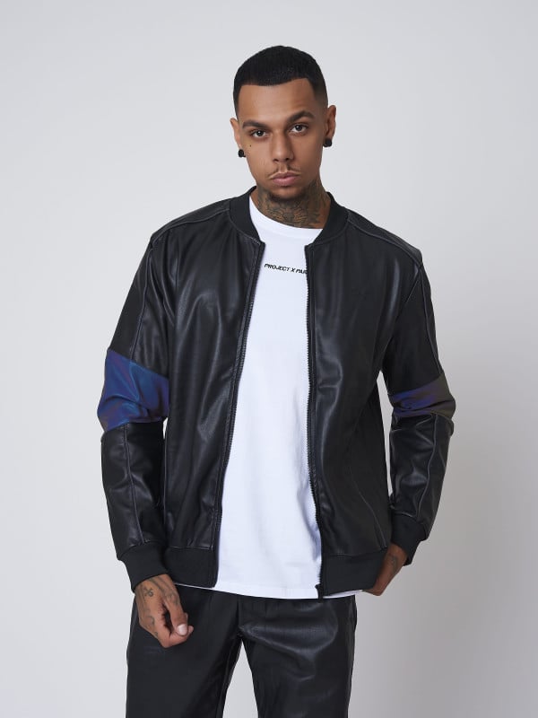 Project X Paris Veste Simili Cuir Avec Empiècement Réfléchissant