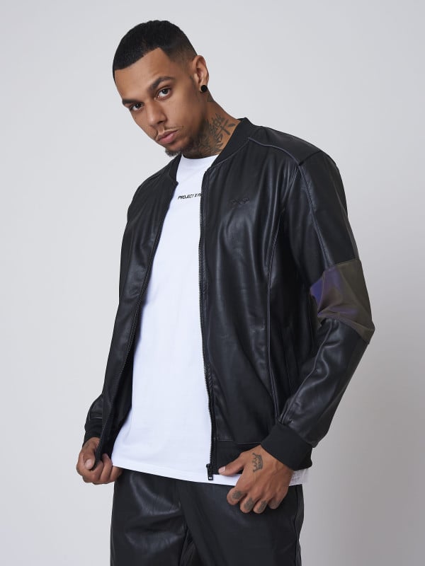 project x paris Veste simili cuir avec empiècement réfléchissant