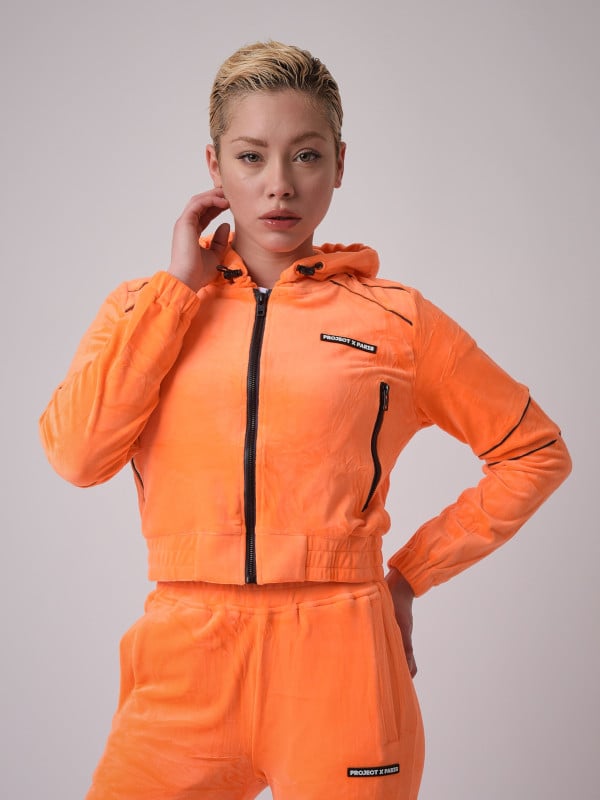 Project X Paris Veste Velvet à Capuche Avec Pipings Contrastés