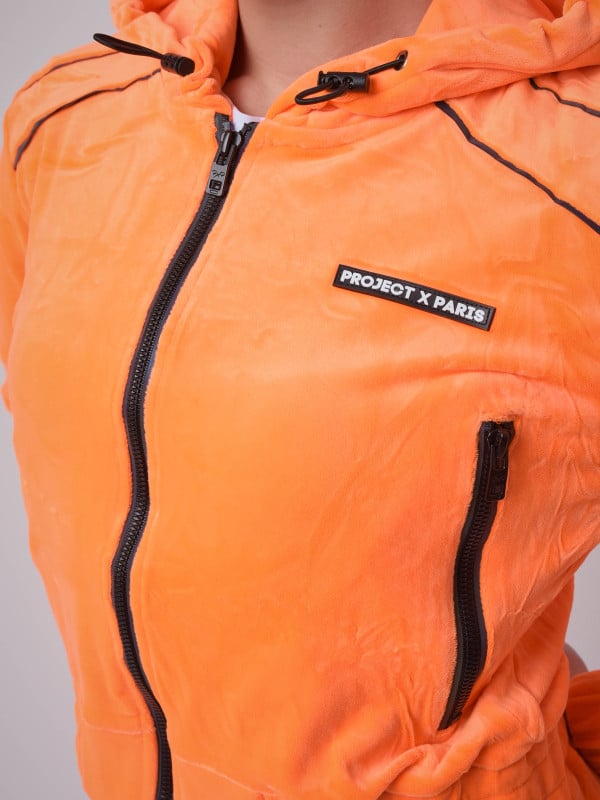 Project X Paris Veste Velvet à Capuche Avec Pipings Contrastés