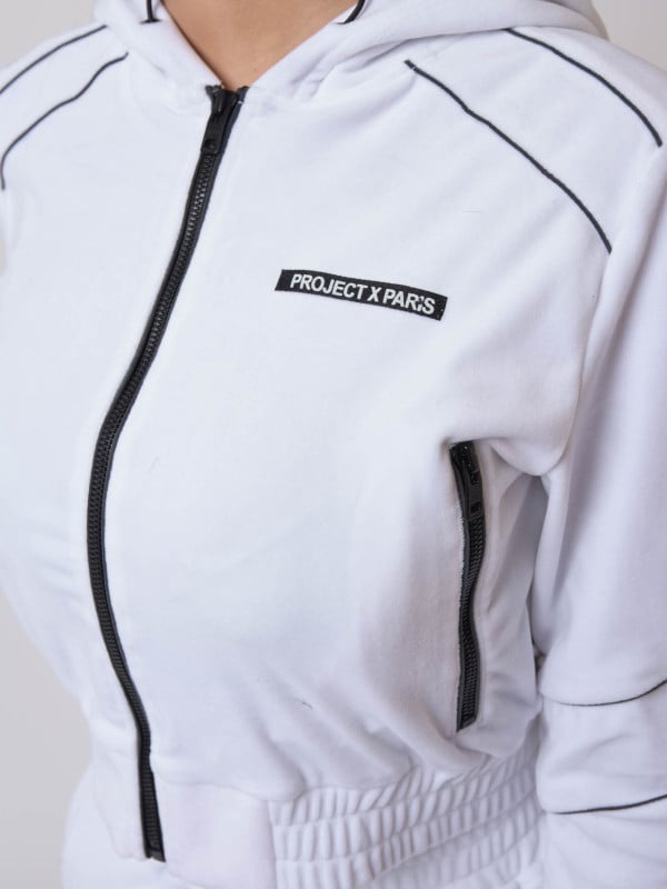 Project X Paris Veste Velvet à Capuche Avec Pipings Contrastés