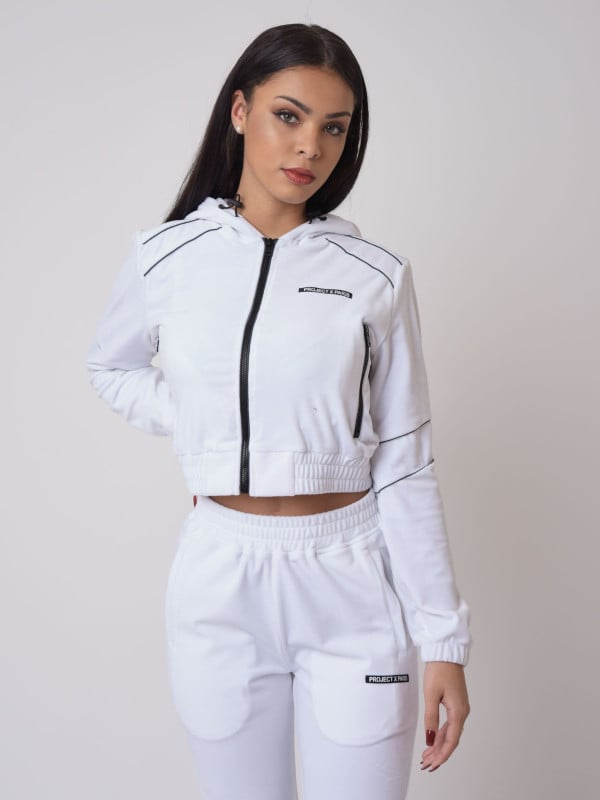 project x paris Veste velvet à capuche avec pipings contrastés