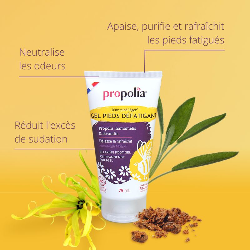 Propolia Gel Pieds Défatigant Certifié Bio Propolis Hamamélis & Lavandin