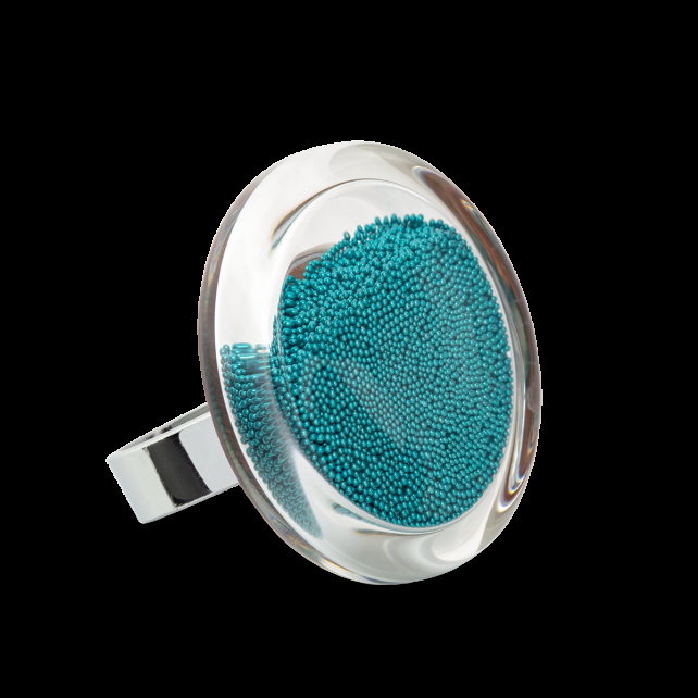 pylones Bague en verre soufflé - Cachou Medium Billes