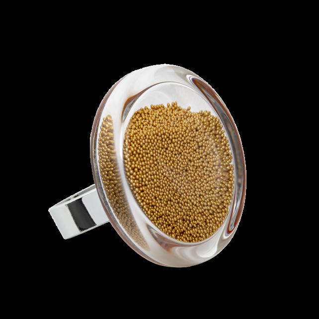 pylones Bague en verre soufflé - Cachou Medium Billes